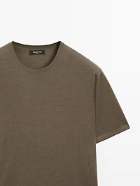 Short sleeve knit wool blend T-shirt