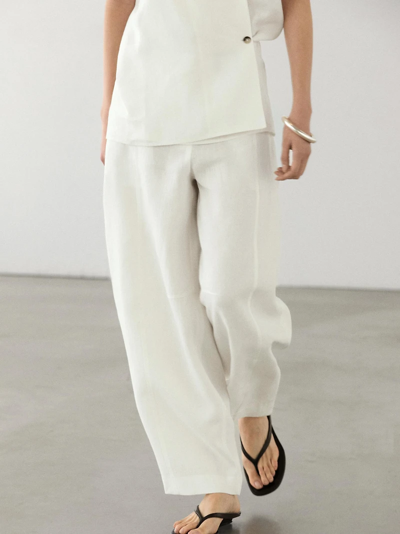 Linen barrel fit pants