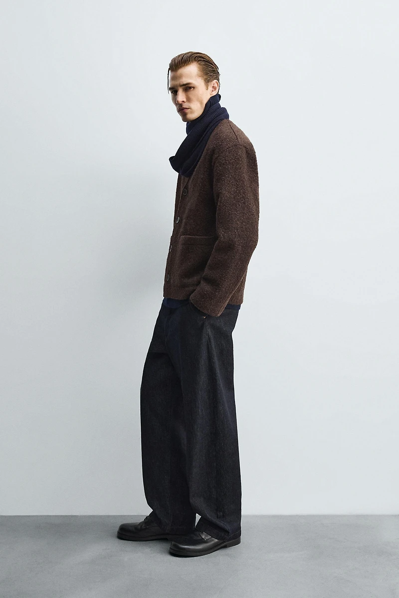 RELAXED FIT TEXTURED CARDIGAN