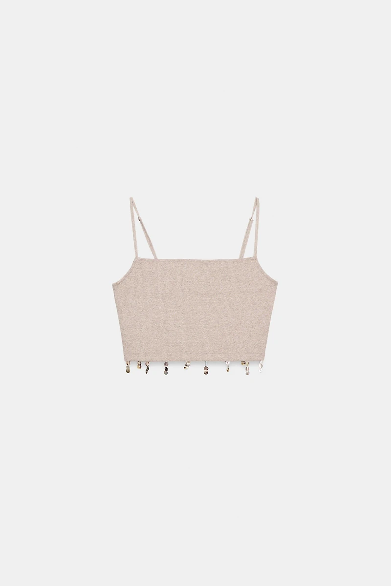 FRINGE BUTTON CROP TOP