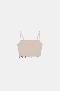 FRINGE BUTTON CROP TOP