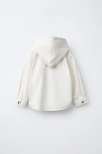 TWILL OVERSHIRT WITH REMOVABLE HOODIE