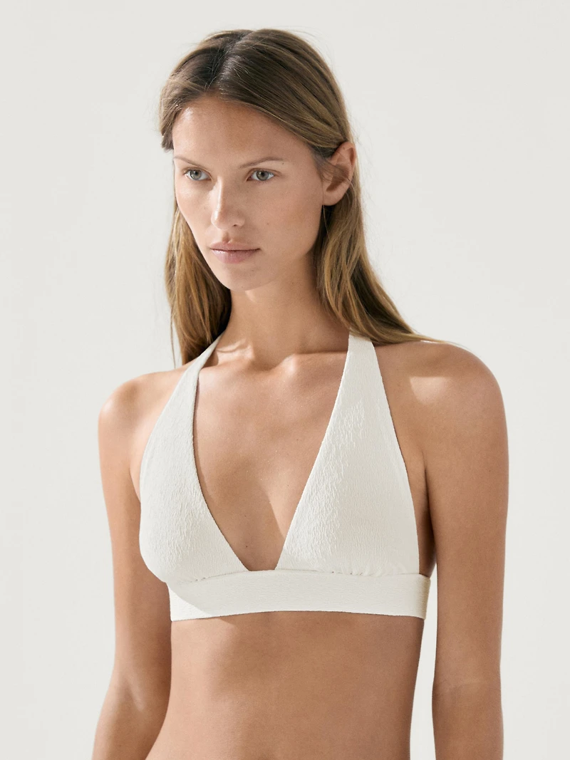 Textured triangle bikini top