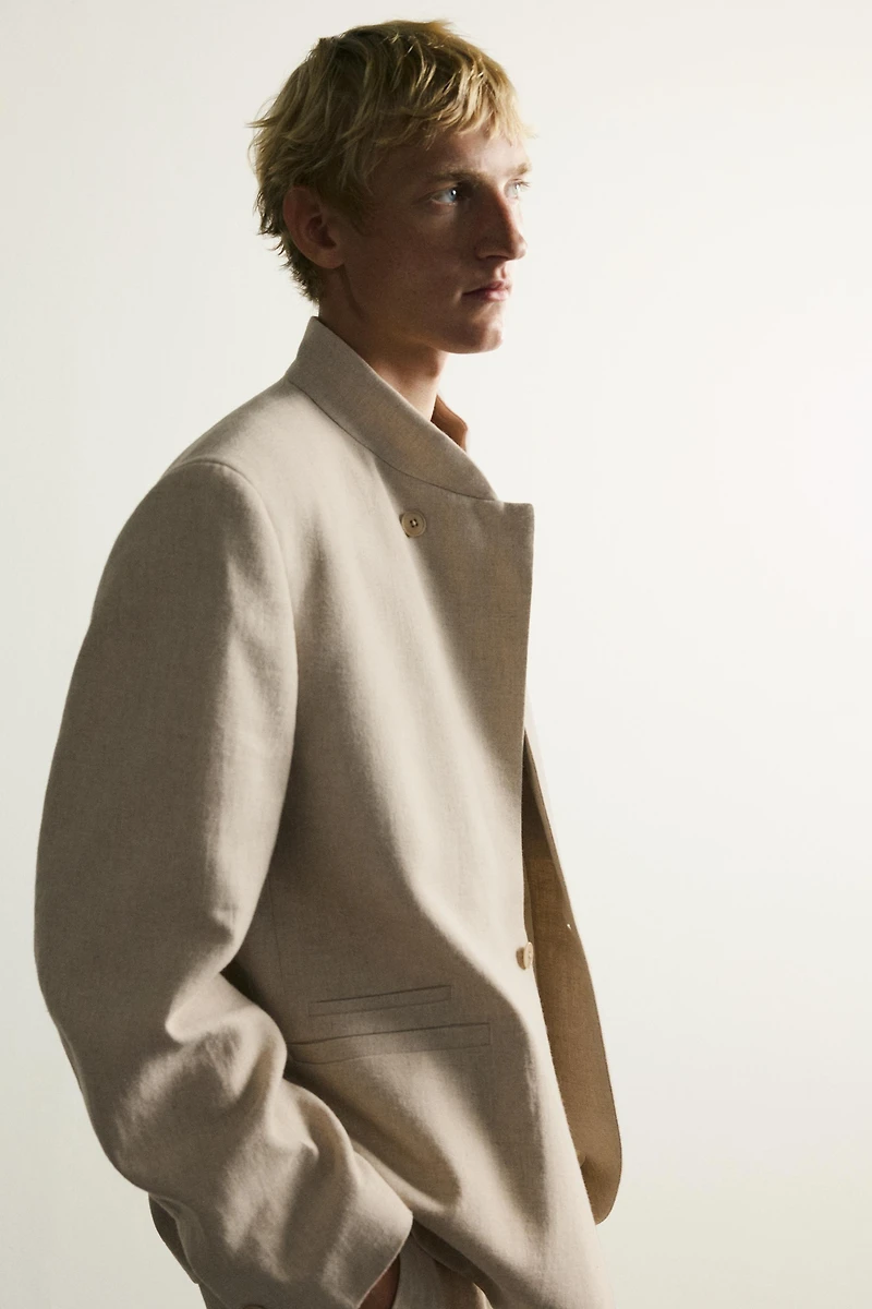 RELAXED FIT DOUBLE BREASTED SUIT BLAZER