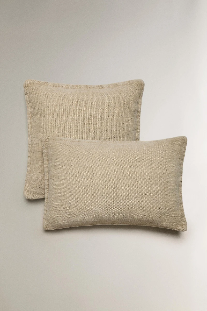 PLAIN LINEN THROW PILLOW COVER