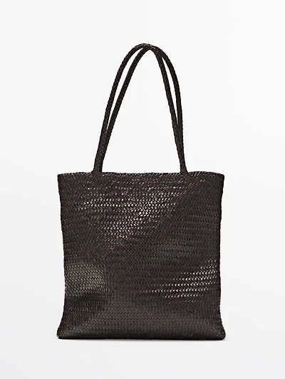 Medium braided nappa leather tote bag