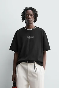 RAISED PRINT TEXT T-SHIRT