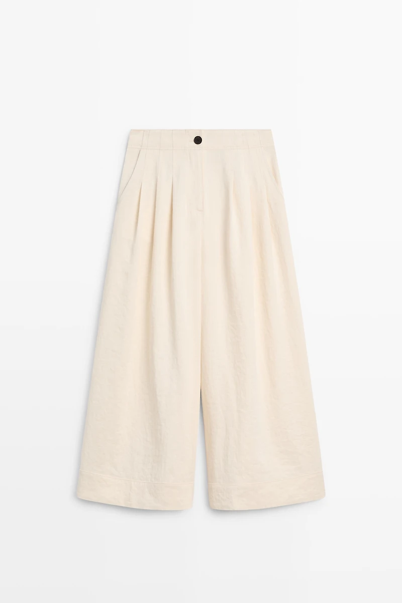 Wide-leg cropped pants