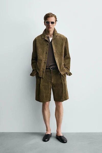 RELAXED FIT SUEDE SHORTS