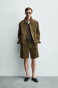 RELAXED FIT SUEDE SHORTS