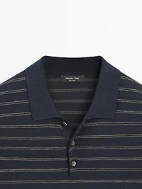 Polo en maille de coton à détails rayés