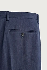 LINEN AND WOOL BLEND REGULAR FIT SUIT PANTS