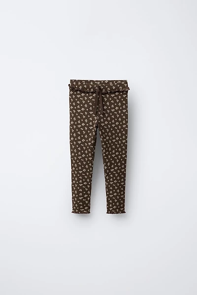 PRINTED RIBBED LEGGINGS