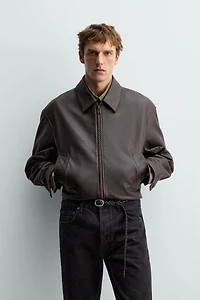 AARON LEVINE X ZARA LEATHER BOMBER JACKET