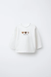 T-SHIRT APPLIQUÉ ANIMAUX EN VELOURS BOUCLÉ OURSONS