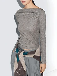 Draped boat neck top
