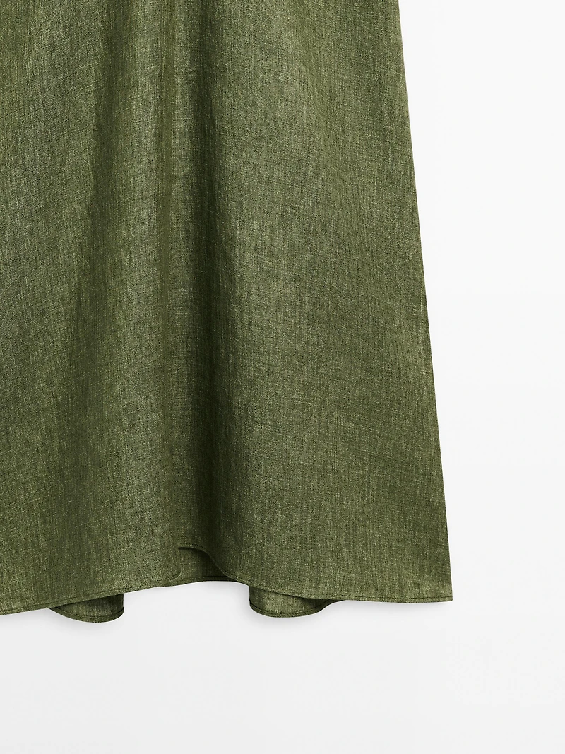Short sleeve linen midi dress