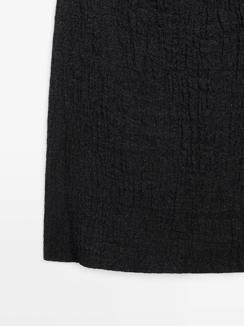 Linen midi dress with asymmetric sleeves