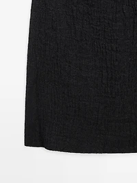 Linen midi dress with asymmetric sleeves