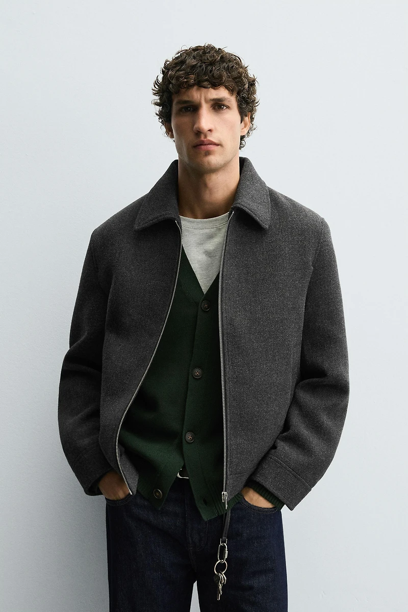 ZIP-UP WOOL EFFECT JACKET