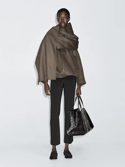 Wool blend bomber jacket with scarf