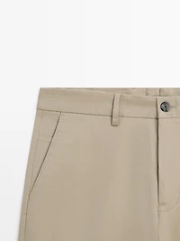 Cotton blend tapered fit trousers