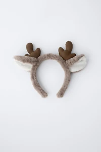 FAUX FUR REINDEER HEADBAND