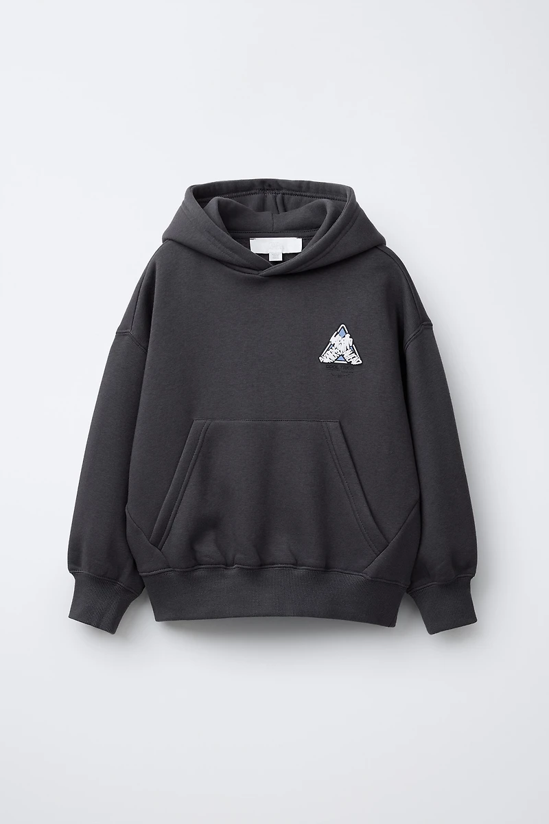 RAISED PRINT HOODIE SWEATSHIRT