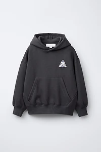 RAISED PRINT HOODIE SWEATSHIRT