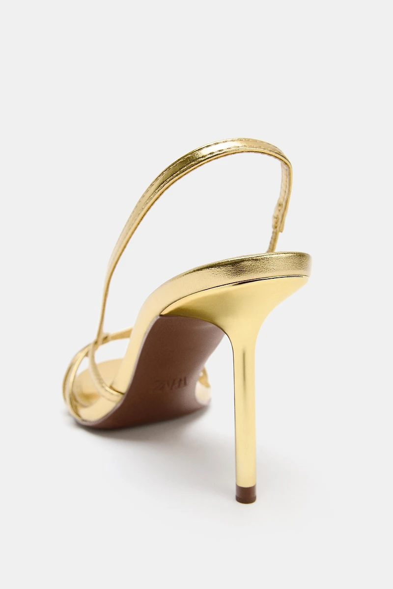 LAMINATED STRAPPY HEELED SANDALS
