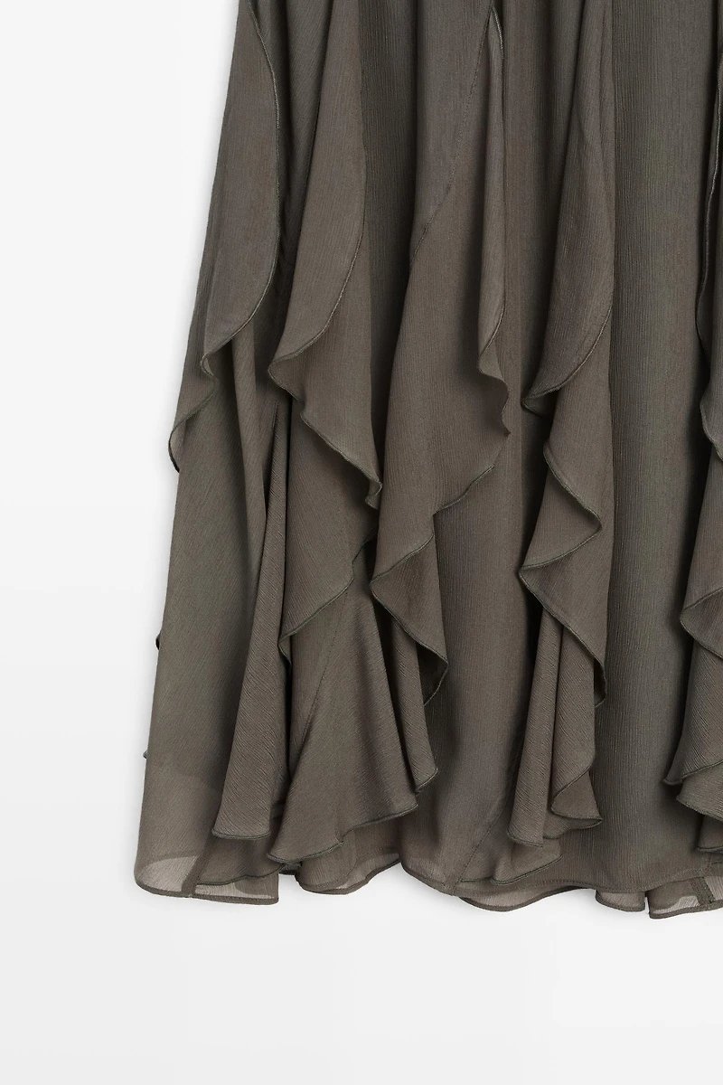 Flowing midi skirt with ruffle detail