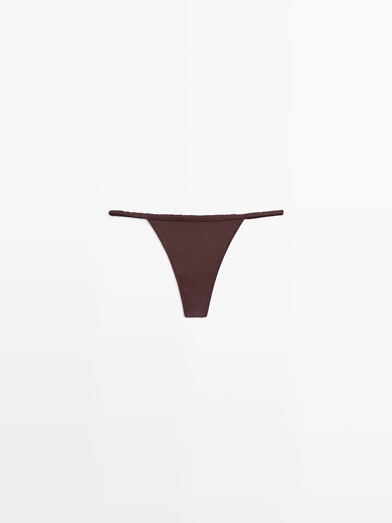 Silk thong with lace detail