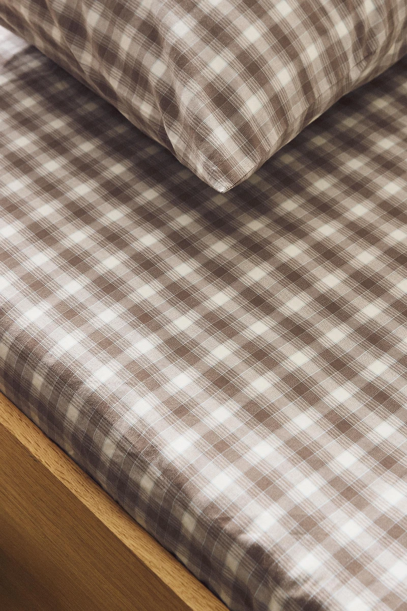 CHILDREN'S CHECK FLANNEL FITTED SHEET