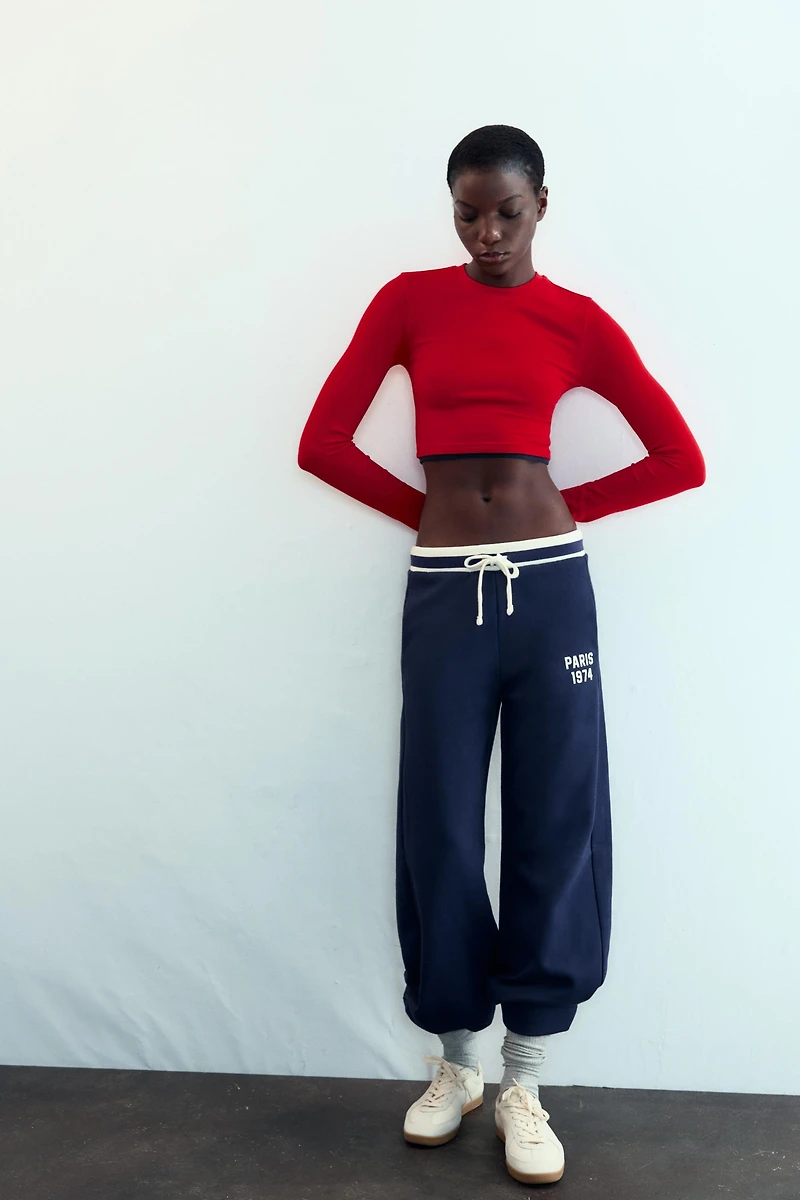 CROPPED DOUBLE EFFECT T-SHIRT