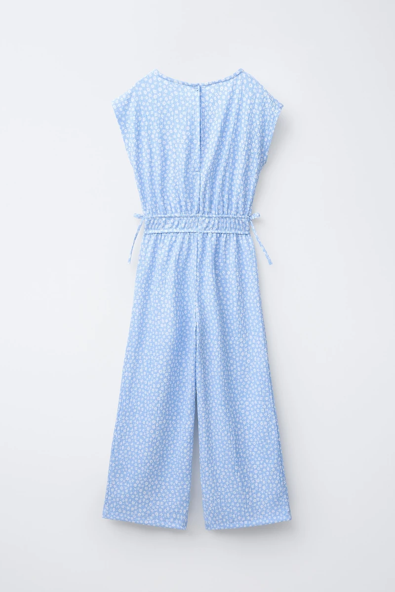 TEXTURED PRINT LONG JUMPSUIT