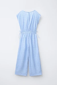 TEXTURED PRINT LONG JUMPSUIT