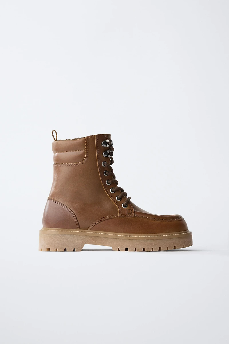 LINED LEATHER ANKLE BOOTS