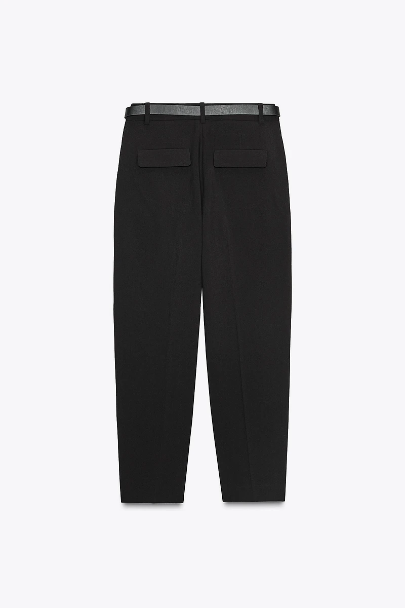 BELTED PLEATED PANTS