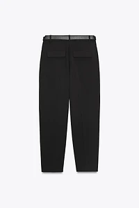 BELTED PLEATED PANTS