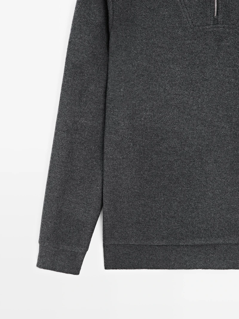 Half-zip cotton blend polo shirt