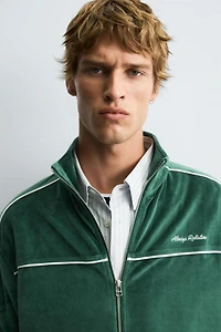 VELOUR ZIP SWEATSHIRT