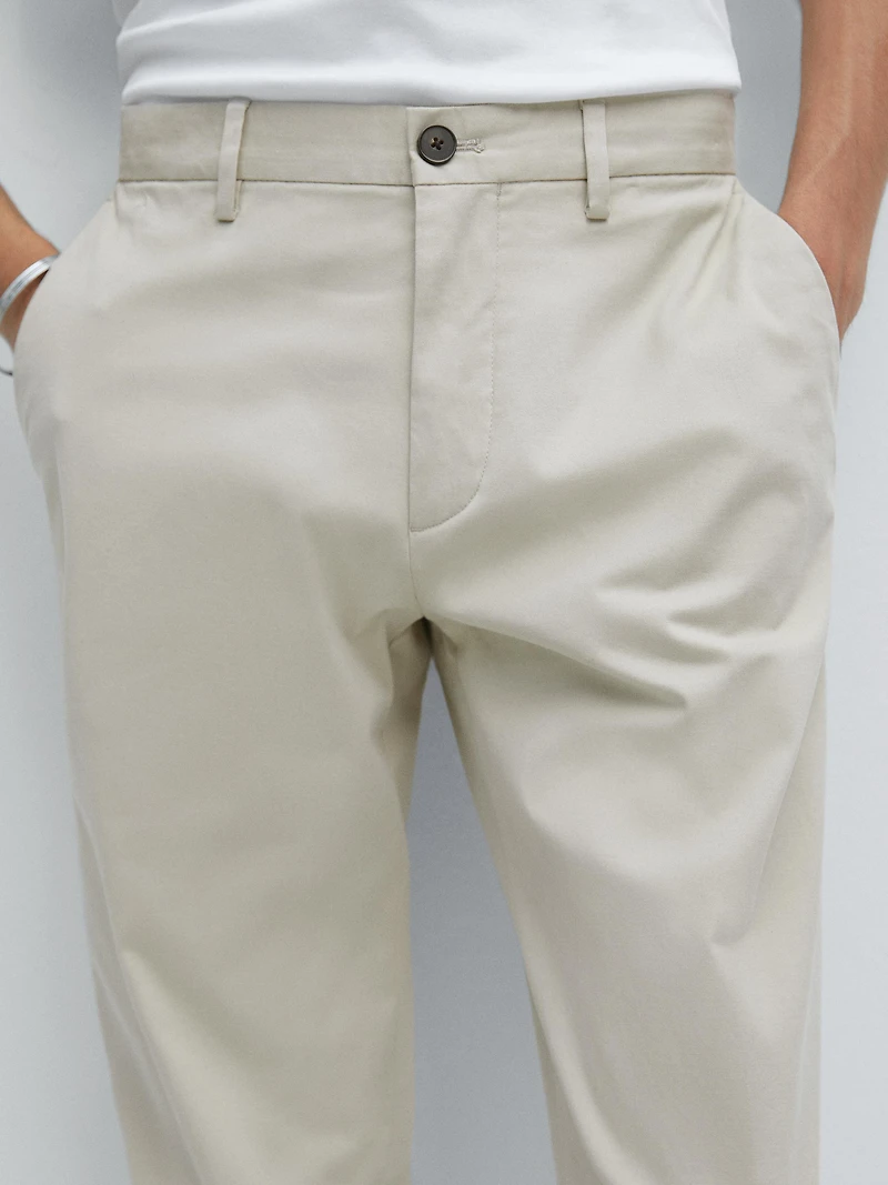 100% cotton slim fit trousers