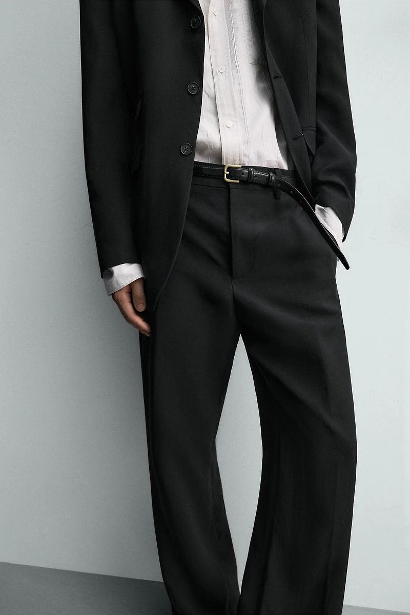 RELAXED FIT VISCOSE-LINEN SUIT PANTS