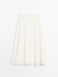 Midi skirt with yoke and flounce
