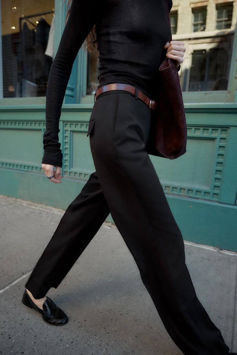 BELTED STRAIGHT LEG PANTS