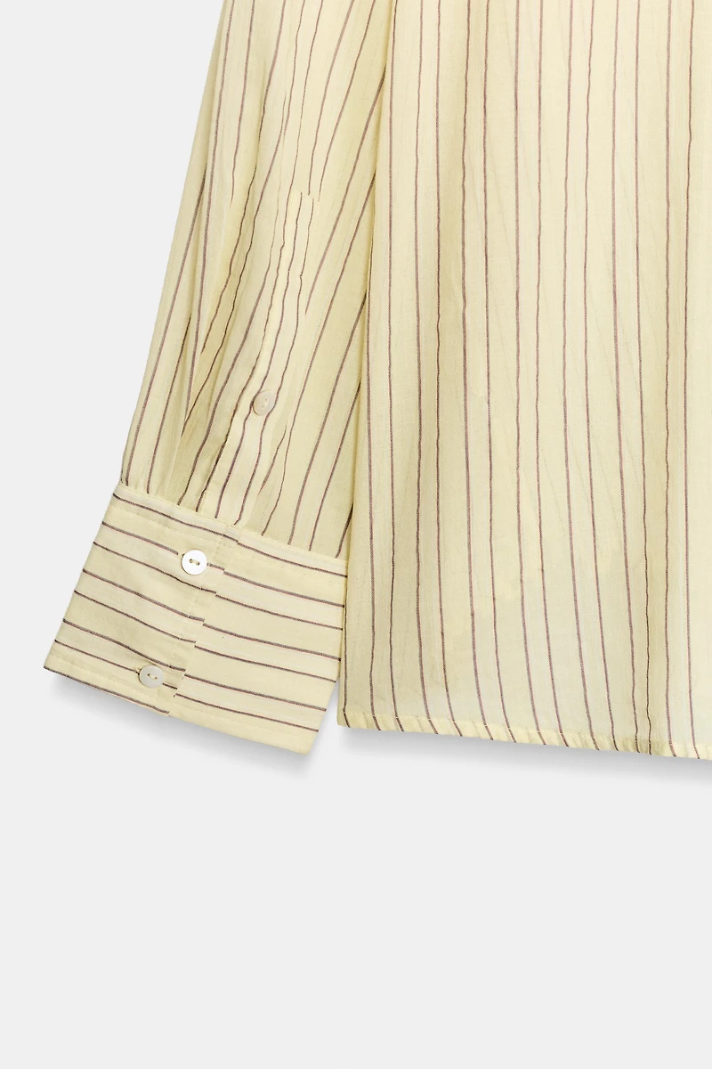 OVERSIZED STRIPED GAUZE SHIRT WITH POCKET