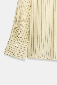 OVERSIZED STRIPED GAUZE SHIRT WITH POCKET
