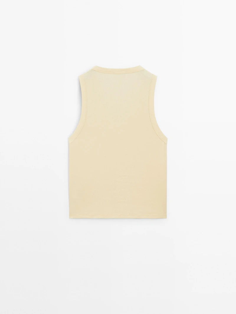 Ribbed V-neck T-shirt