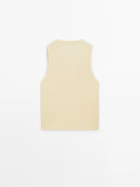 Ribbed V-neck T-shirt