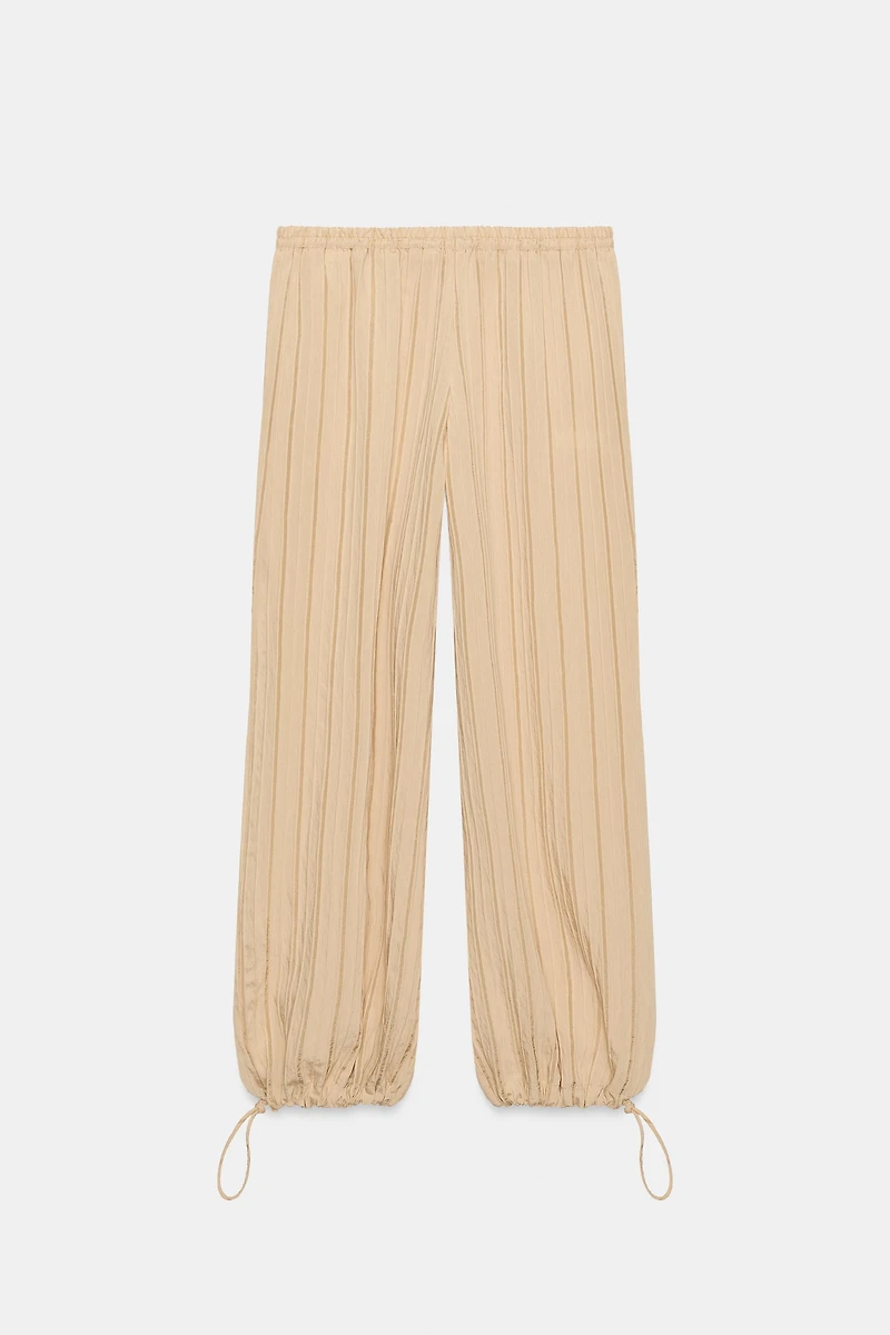 STRIPED WIDE LEG PANTS WITH ELASTIC WAIST